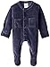 L'ovedbaby Unisex-Baby Newborn Organic Cotton Velour Footed Overall, Navy, 0-3 Months