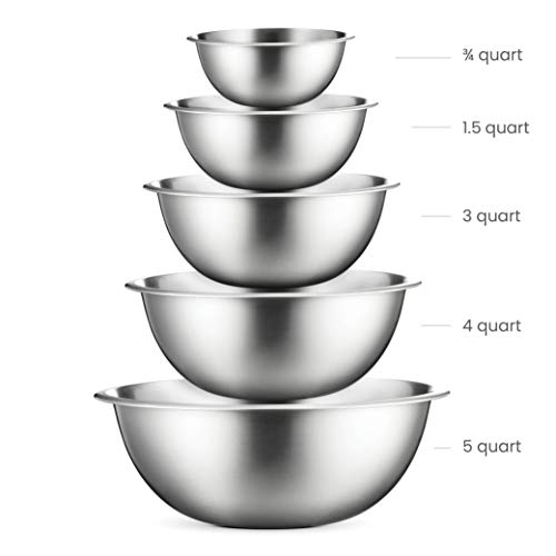 FineDine Stainless Steel Mixing Bowls (Set of 5) Stainless Steel Mixing