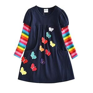 VIKITA Meisjes Jurken Patroon Strepen Jerseyjurken 1-8 jaar oud