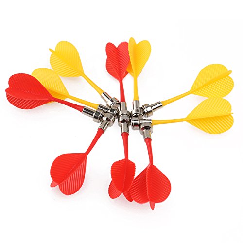 10pcs Replacement Durable Safe Plastic Wing Magnetic Darts Bullseye Target Game Toys (Red Yellow)