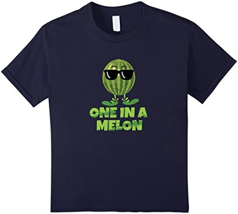 Kids One In A Melon Fruit Melon T Shirt, Watermelon Fruit Pun Tee 6 Navy