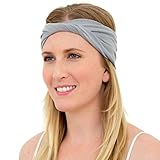 LIGHT GREY ORGANIC HEADWRAP by KOOSHOO | Top Rated Women's Headband made from Soft, Breathable and Sweat-Wicking Organic Cotton | Perfect Twist Headband for Workout, Running, Yoga and Fashion
