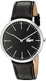 Lacoste Men's Stainless Steel Quartz Watch with Leather Calfskin Strap, Black, 20 (Model: 2010873)