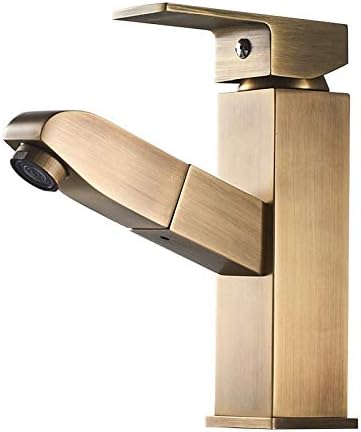 Decorry Bathroom Faucet Pulling Single Handle Basin Mixer Tap Bath Antique Faucet Brass Yellow 802-10