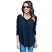 FAPIZI ♥ Women Sweater ♥ Women Long Sleeve T-Shirt Blouse Casual Loose Cotton Tops (XL, Blue)