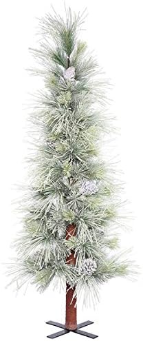 Vickerman Green, White Plastic 5-foot Frosted Norway Alpine Artificial Christmas Tree