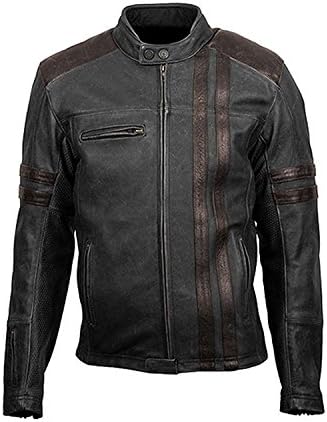 Vikings Fashion Men's Cafe Racer Vintage Style Motorcycle Leather Jacket | Vintage Cafe Racer Jacket