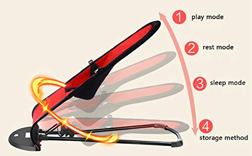 Liitrton Portable Foldable Bouncer Bliss Adjustable Bouncer Bliss for Toddlers Babies Kids (Black/Red)
