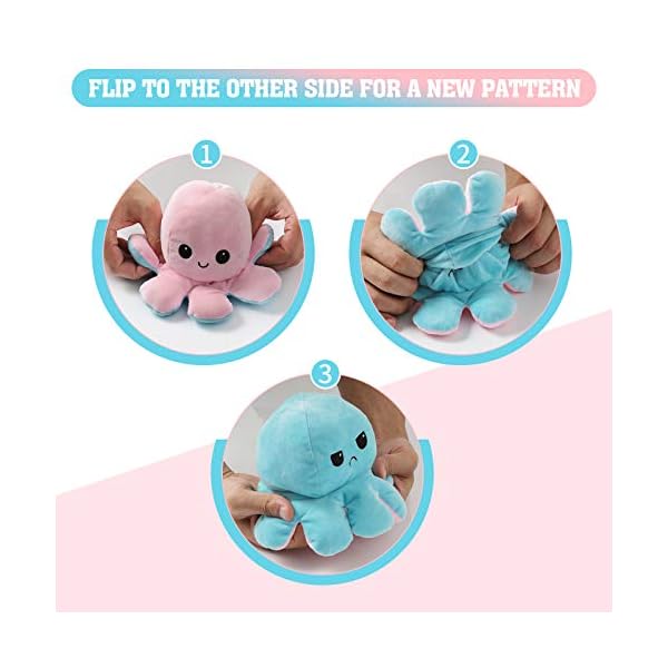 Cute Octopus Baby Toys 0 3 6 9 12 18 Months, Double-Sided Flip Soft Reversible Octopus Plus Stuffed Animals Doll…