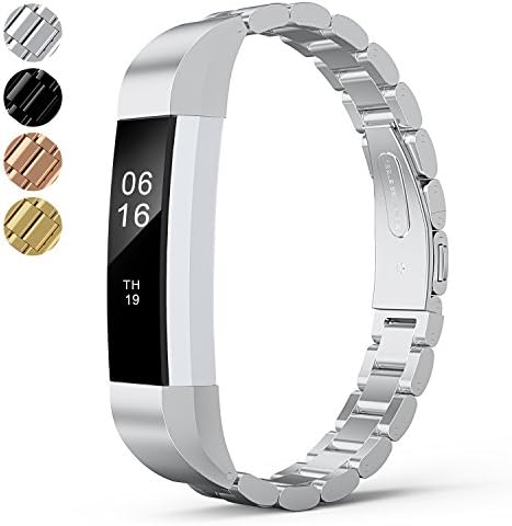For Fitbit Alta HR Bands Adustable Replacement Steel Stainless Accessory Fitbit Alta Smartwatch Fitness Tracker Small large for Men &amp; Women Alta Wristbans (Silver)