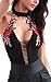 Angashion Women's Sexy Sleeveless V Neck Short Jumpsuit Embroidered Bodysuit,Black,US 2/Tag S