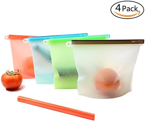 Reusable Silicone Food Preservation Bag Food Storage Contianer for Kitchen Cooking Silicone Bags Set of 4PCS