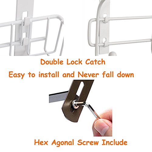 Wittywares Over The Door Hook Hanger Three Tiers with 10 Hooks and Mesh Basket Adjustable Storage Rack Wall Hook for Coats Hats Robes Towels