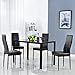 Bonnlo 5 Pieces Dining Set Black Dining Table and Chairs Set for 4 Persons,Kitchen Room Glass Table with 4 Chairs,Matte Black