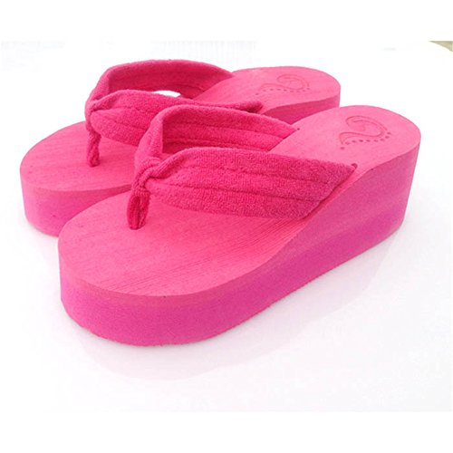 hot pink wedge flip flops