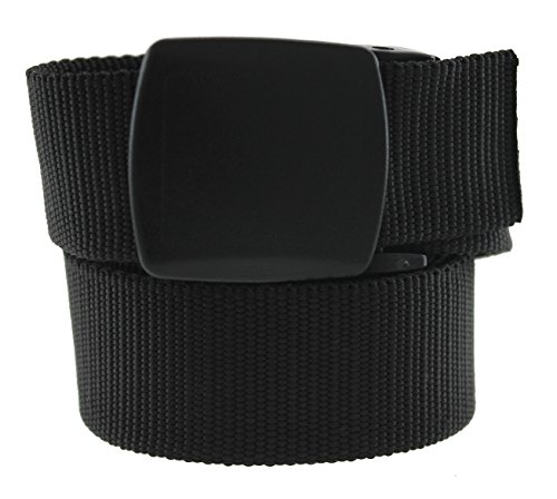 Trekker Metal Free Ratchet Buckle Web Belt Made in USA by Thomas Bates (Black)