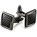 Jstyle Carbon Fiber Cufflinks for Men Shirt Unique Business Wedding Black