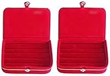 NEYSA Red Velvet Rectangular Ring Kit Box (Set of 2)