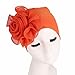 Botrong Women Ladies Retro Big Flowers Hat Turban Brim Hat Cap Pile Cap (Orange)