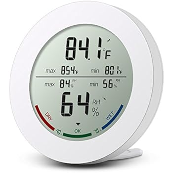 ORIA Indoor Hygrometer Thermometer, Digital Humidity Monitor, Temperature Humidity Gauge Meter, with 2.5 Inches LCD Display, Min and Max Records, for Home, Office, Greenhouse, Babyroom, White