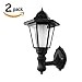 Powstro Solar Powered Wall Lantern Light Lamp Outdoor Garden Weatherproof LED Wall Lamp Hexagonal Light Lamp Exterior Sconce Lantern Lamp for Outdoor Landscape Garden Fence Yard (Warm) - 2PCS