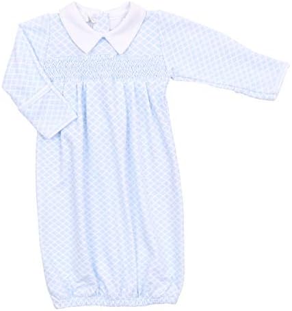 Magnolia Baby Baby Boy Elsie and Ezra's Classics Smocked Collared Pleated Gown Blue