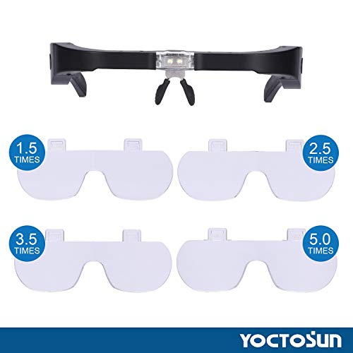 YOCTOSUN Rechargeable Head Magnifier Glasses, Eyeglasses Magnifier with 2 LED Lights and Detachable  - //medicalbooks.filipinodoctors.org