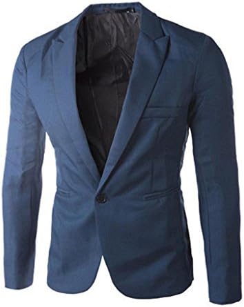 Singleluci Mens Slim Fit Casual One Button Blazer Jacket Business Suit