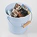 iDesign - 865 Pail Metal Round Wastebasket, Garbage Trash Can for Bathroom, Bedroom, Home Office, Kitchen, Patio, Dorm, College, Set of 1, Light Blue