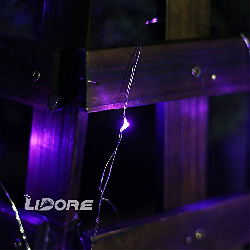 LIDORE Micro LED 20 Purple String Lights with Timer, Battery Operated on 7.87ft Long Silver Color Ultra Thin Copper Wire - Thumbnail 5