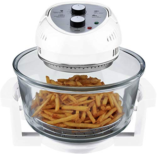 Big Boss Oil-less Air Fryer, 16 Quart, 1300W, Easy Operation with Built in Timer, Dishwasher Safe, Includes 50+ Recipe Book - White