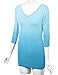 WT1113 Womens V Neck 3/4 Sleeve Dip Dye Drape Dolman Top with Side Shirring XXL AQUA