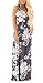 ZRMY Women's Floral Print Sleeveless Tunic Maxi Dress Casual Racerback Beach Long Dress with Pockets (Grey_Flower, XL)