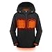 ORORO Women's Slim Fit Heated Jacket with Rechargable Battery, Heated Coat with Detachable Hood (Black,L)