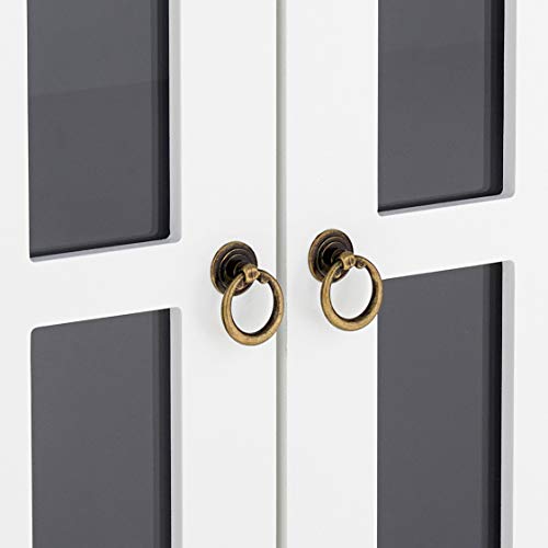 Target Marketing Systems Portland Collection Contemporary Tall China Kitchen Cabinet with Glass Cabinet and Two Shelves, White/Gray - Thumbnail 5