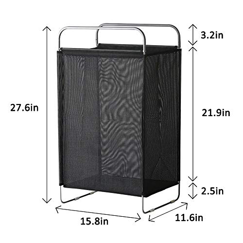 KINGBERWI Large Laundry Basket Woven Mesh Laundry Hamper, Storage Washing Bin Clothes Bag, Black