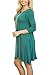 LOUQIS Women's 3/4 Sleeve Pockets Casual Swing Dress