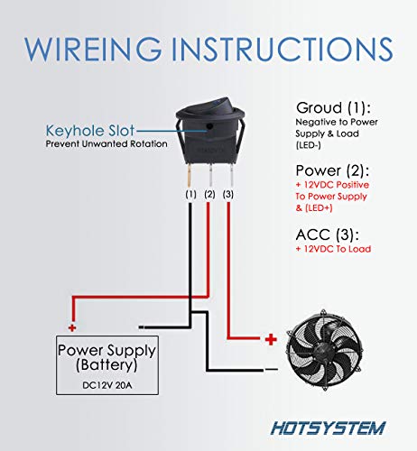 HOTSYSTEM 12V 16 Amp LED Round SPST ON-Off Toggle Switch for Car Motorcycle Boat Marine