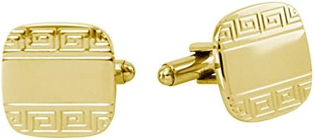 Gold Tone Cuff Links - Greek Key Design FWCL-12G