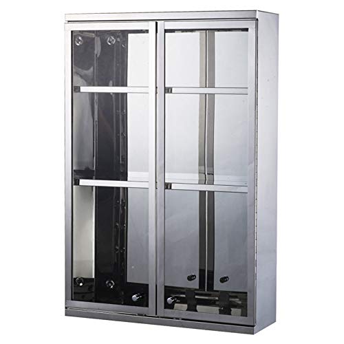 Sleek China Cabinet with Modern Appeal, Durably Constructed of Stainless Steel and Glass, Three Shelves for Storage and Display, Contemporary Design with Metallic Silver Finish + Expert Home Guide