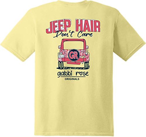 Gabbi Rose Originals Jeep Hair Don't Care Youth and Adult T-Shirt (Large, Cornsilk)
