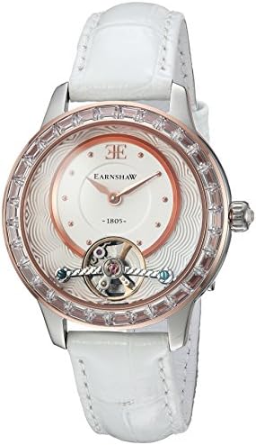 DTP Vendor A2OER3THKIFMHA Women's 'LADY AUSTRALIS' Mechanical Hand Wind Stainless Steel and Leather Dress Watch, Color:White (Model: ES-8057-03)