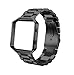 Oitom Metal Bands Compatible with Fitbit Blaze Large,Frame Housing+Stainless Steel Bracelet Replacement Accessory Strap Watch Band for Smart Fitness Watch (Black Steel+Frame)