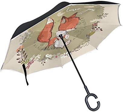 Kaaridream 逆さ傘 長傘 逆折り式傘 手離れc型手元 日傘 晴雨兼用 Uvカット レディース 宅送 メンズ 車用 きつね 狐 うさぎ 兎 かわいい 紳士傘 雨傘 アニマル 绿 可愛い 遮光断熱 ゴルフ用傘 耐風 花柄 イエロー 軽量 自立傘 大きめ