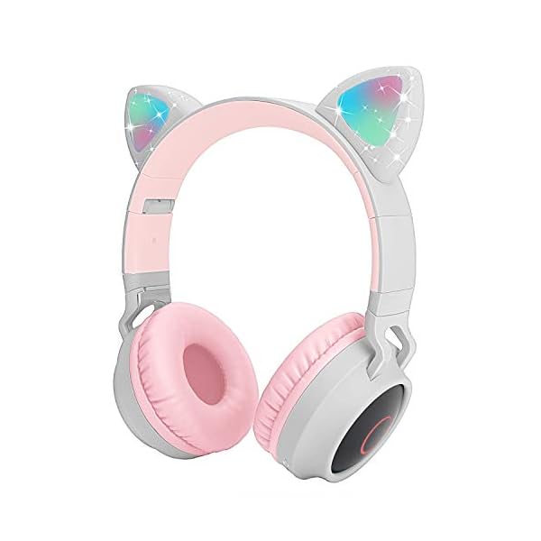 Yurlgst-Kids-HeadphonesCat-Ear-Bluetooth-Headphones-with-Led-Light-SD-Card-Slot-FM-Radio35mm-Audio-JackWirelessWired-Foldable-Kids-On-Ear-Headphones-for-Boys-Girls-AdultsGrey Yurlgst Kids Headphones,Cat Ear Bluetooth Headphones with Led Light, SD Card Slot, FM Radio,3.5mm Audio Jack,Wireless…