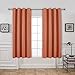 Yakamok Coral Orange Room Darkening Blackout Curtains Thermal Insulated Drapes Solid Grommet Top Window Curtain Panels for Girls' Bedroom, 2 Tie Backs Included(52x63 Inch, Coral Orange, One Pair)
