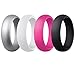 FOLO Women's Silicone Wedding Ring Rubber Band - 4 Rings Pack - White, Black, Silver, Pink(7)
