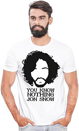 Canis You Know Nothing Jon Snow Game of Thrones | Round Neck | Slogan Tee | Men's White T-Shirt
