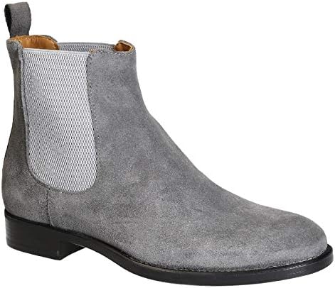 Leonardo Shoes Men's Grey Suede Chelsea Boots Made in Italy