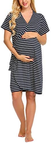 Aimado Women Maternity Sleepwear Nursing Labor Pregnancy Breastfeeding Delivery Gown Nightshirt S-XXL